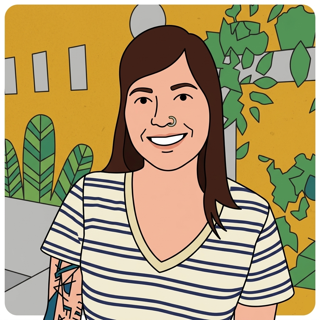 Ilustración de Federica Porte sonriendo
